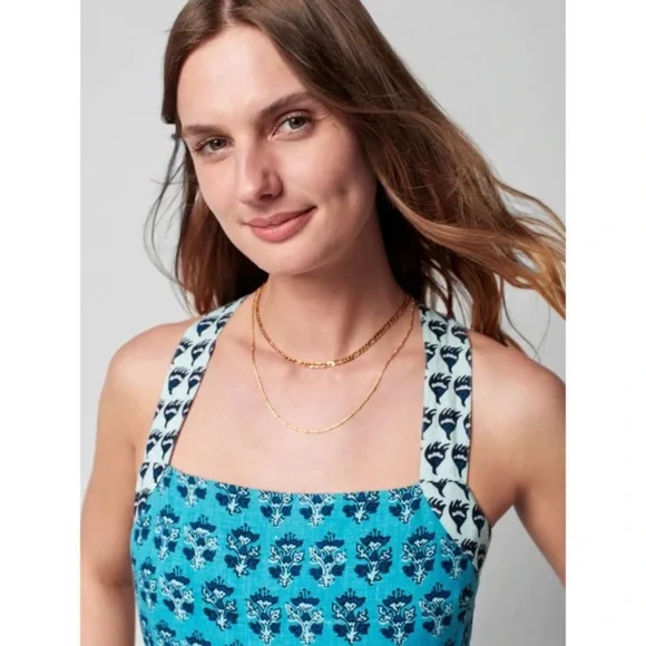 Faherty Gracie Linen Maxi Dress in Blue - Size S